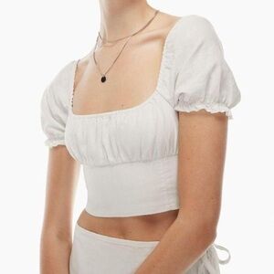 Aritzia Sunday Best Aviva Blouse Slate White